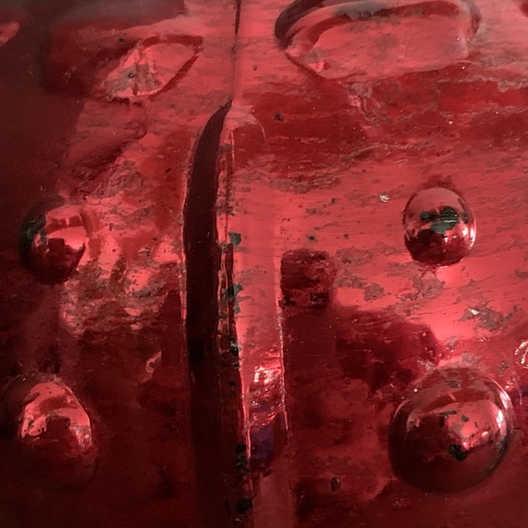 2 Vintage Red Mercury Heavy Glass Kugel Style Christmas‎ Ornaments 5" Large - Picture 2 of 6